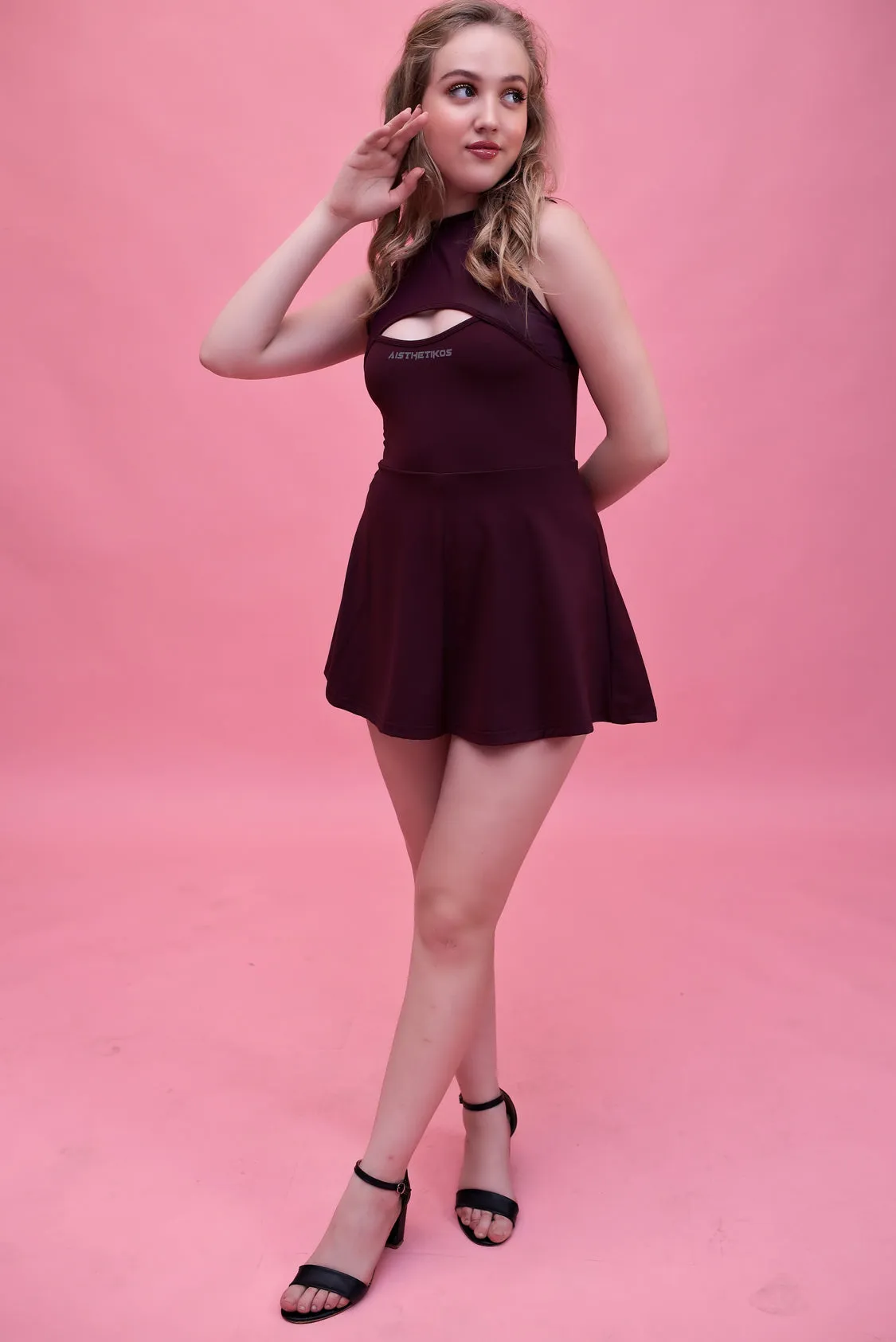 Swirl Tennis Skirt Dress for adventure and coffee run ( Dark Purple )